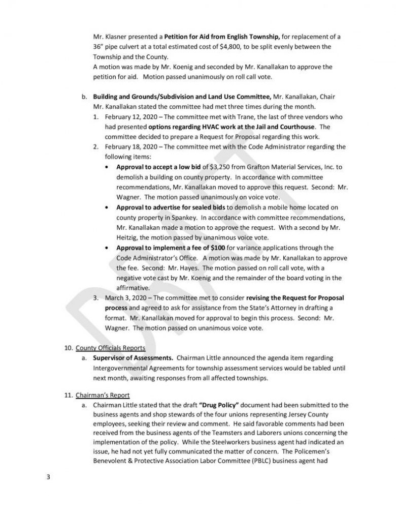Jersey County Board Minutes March 2020 Pg. 3